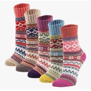 NWT YZKKE Fair Isle Colorful Winter Socks Limited Edition (5 pack)